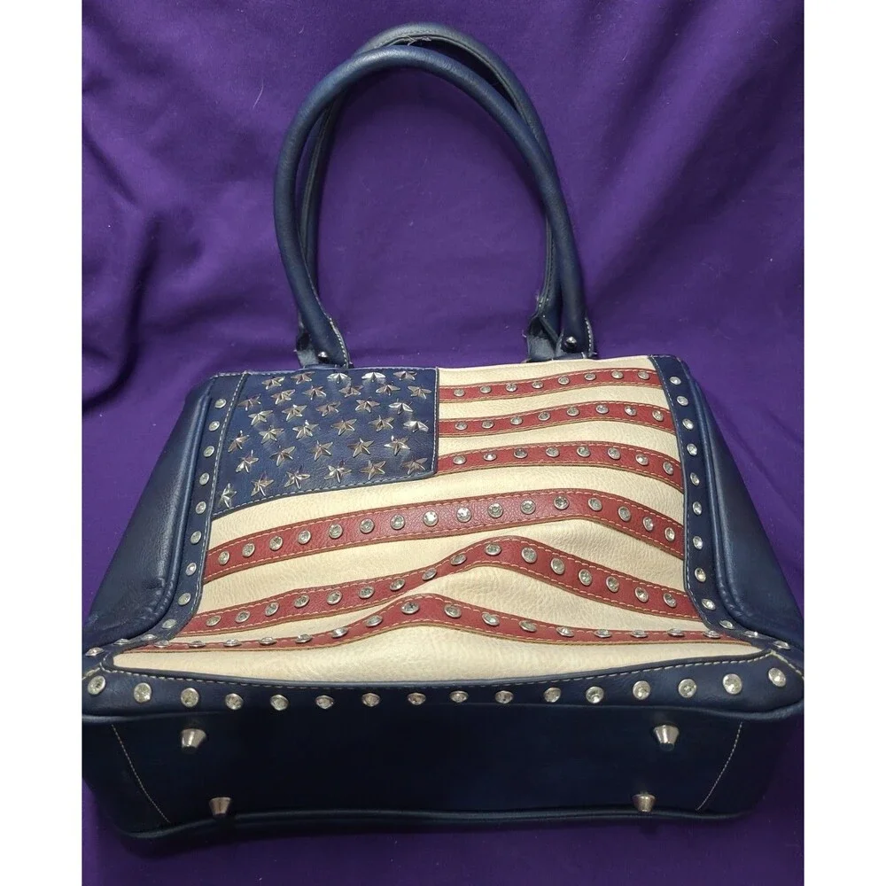 American Flag Carry Purse Patriotic Handbag Rhinestone Studded Montana West Styl